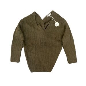 Miracle USA Sweater Twist Knot Back Open Knit‎ Long Sleeve Crop Women’s S/M NWT